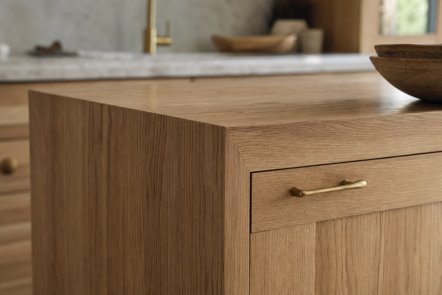 Oak island with quartz worktop