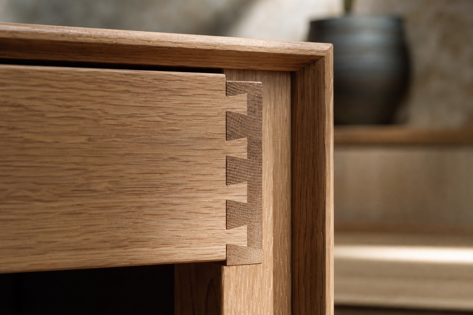 Brass hardware and painted cabinetry detail