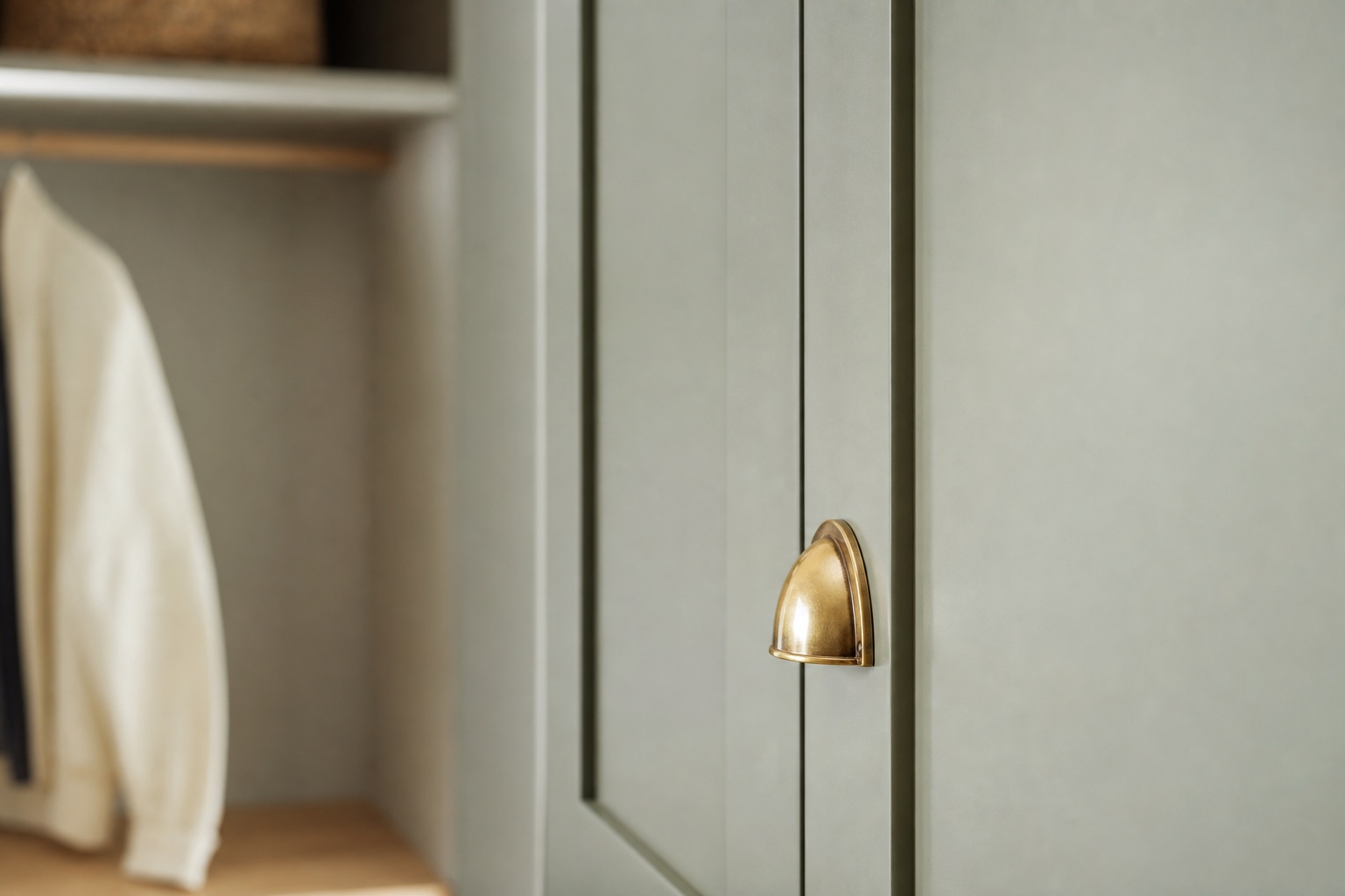 Painted shaker door with brass handle