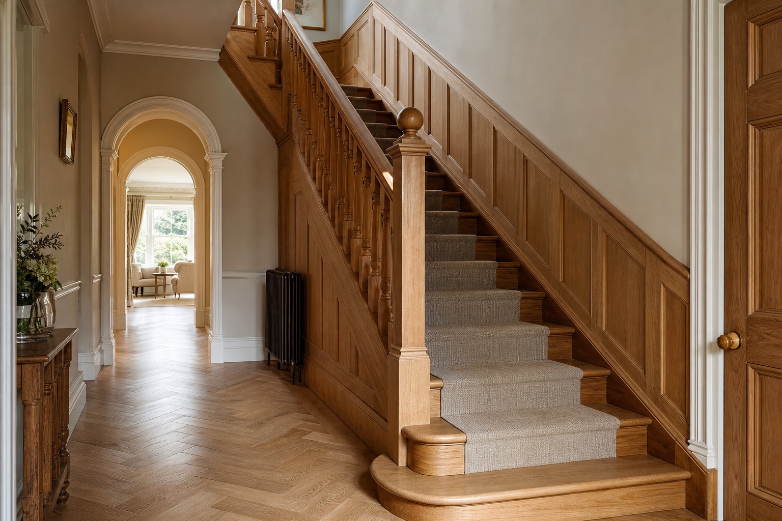 Bespoke oak staircase with turned newel posts