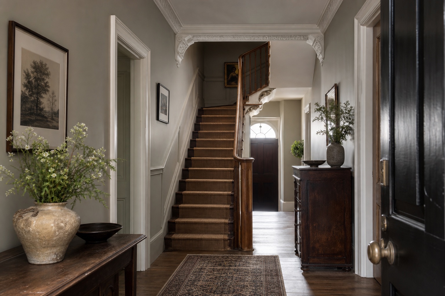 Staircase viewed from the hallway