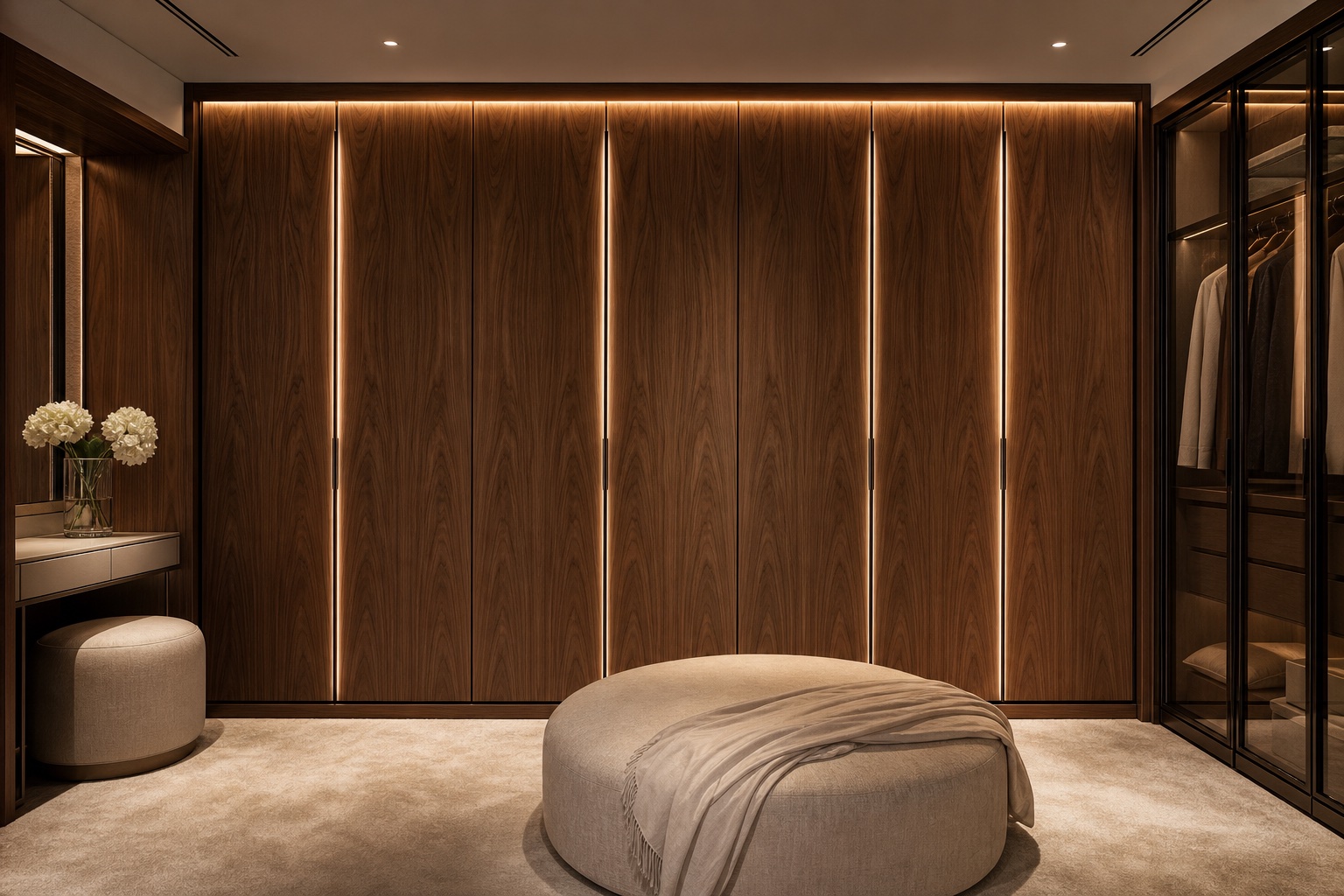 Full-height wardrobe with hanging rails