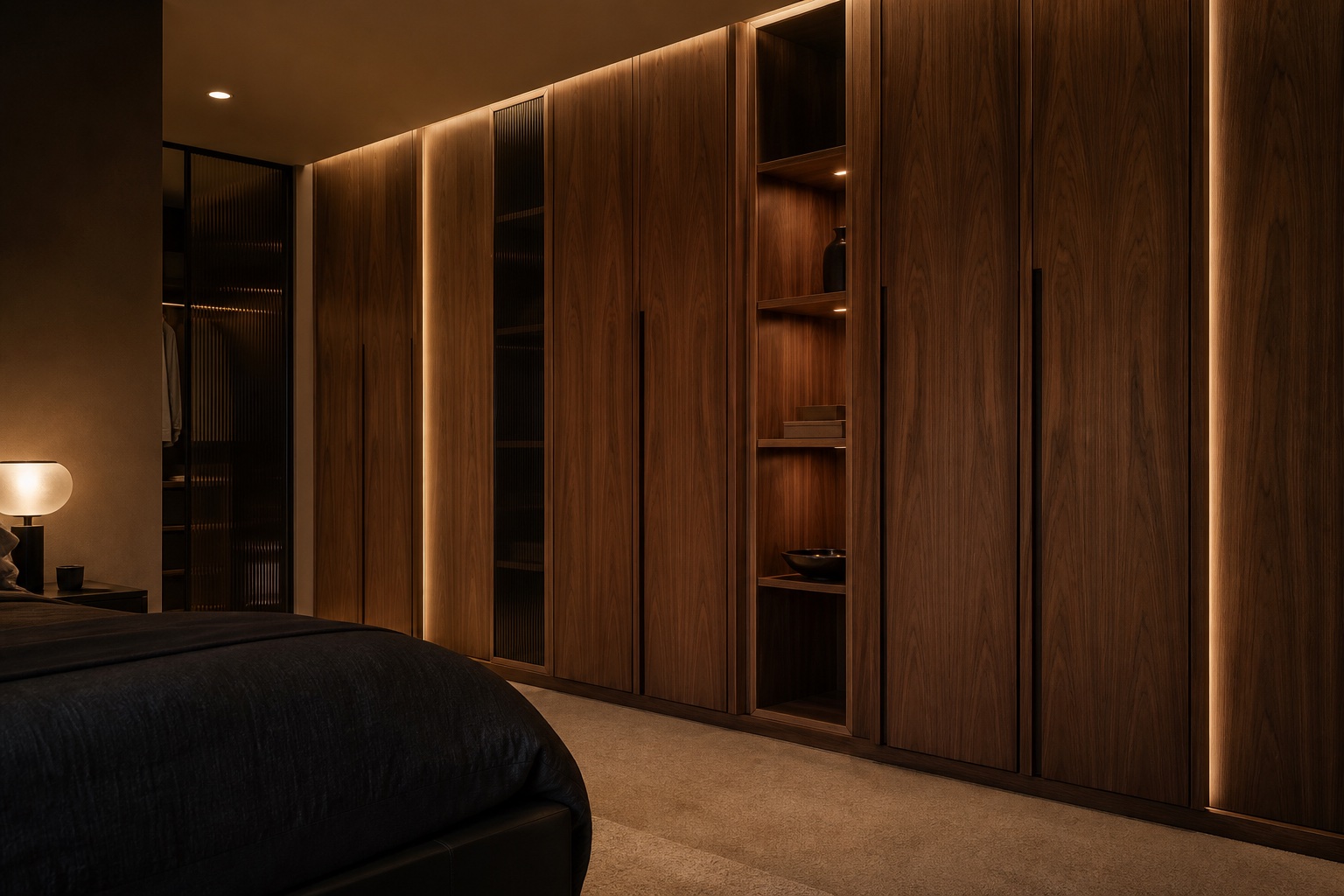 Integrated LED lighting inside the wardrobe
