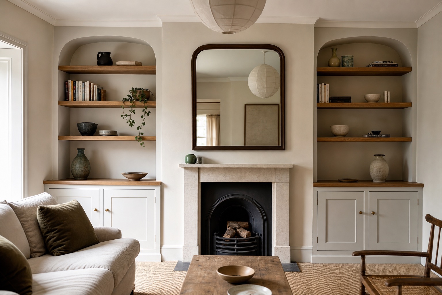 Bespoke alcove storage joinery in a Ware living room