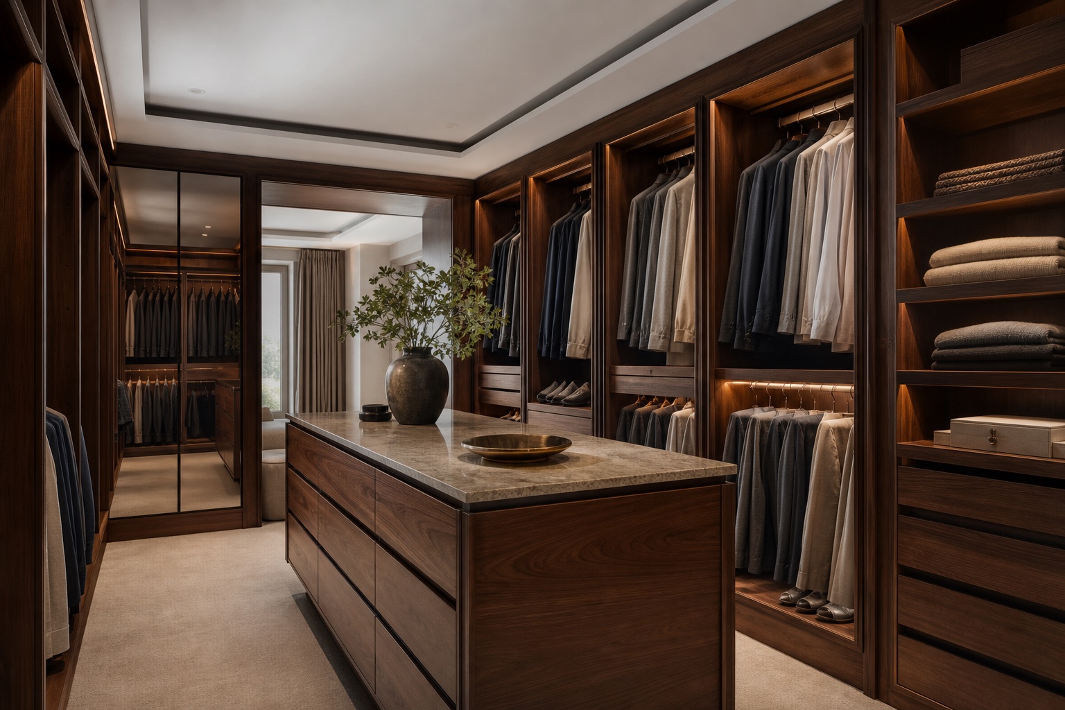 Bespoke walk-in wardrobe in a Hertfordshire home